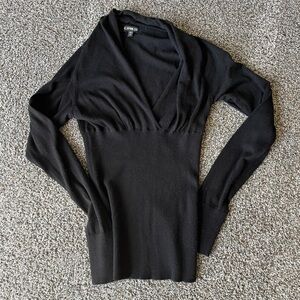 Express Women's Elegant Black V-Neck Sweater